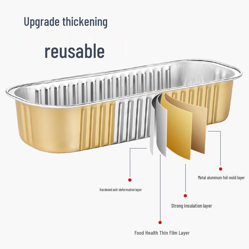 Pabei Disposable Golden Rectangular Aluminum Foil Baking Containers