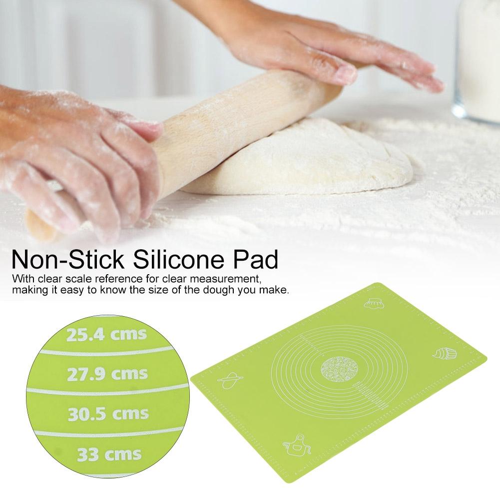 64x45cm High Temperature Resistant Non-Stick Silicone Dough Mat with Scale Baking Tool(Green )