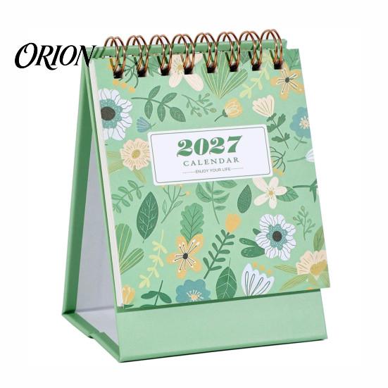Spiral Bound Calendar 2026-2027 Mini Desk Calendar, 18 Months July 2026 To Dec 2027 Small Desktop Flip Floral Theme Standing with Twin-Wire Binding