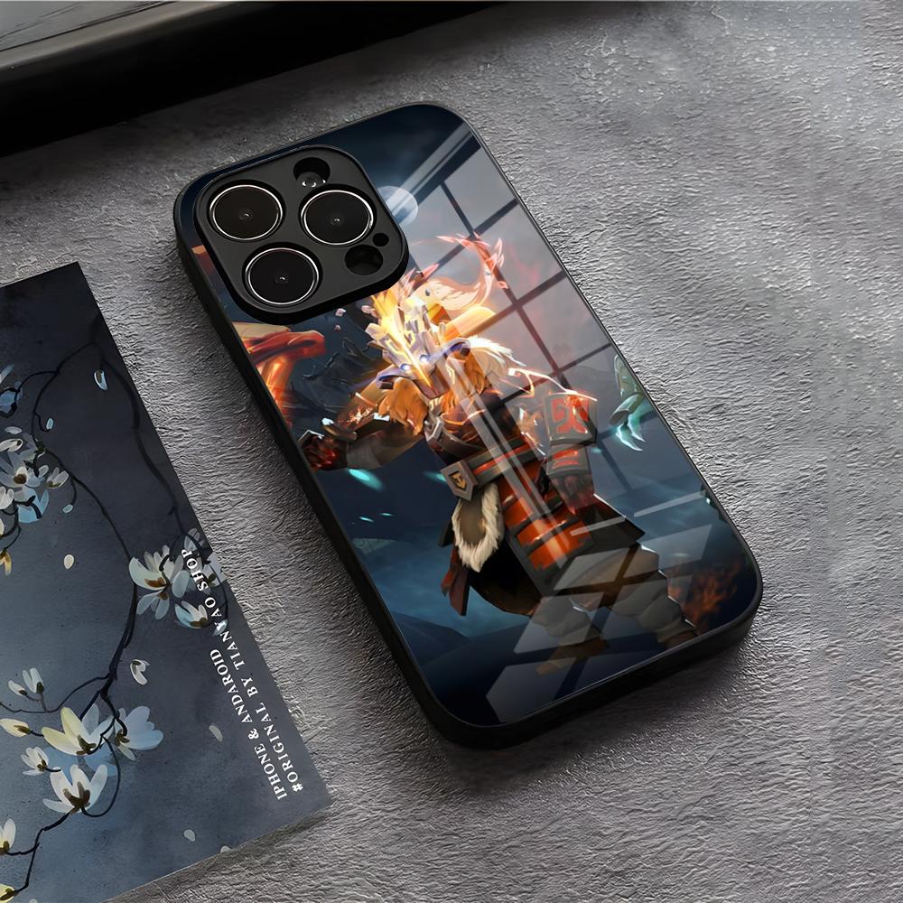 

D-Dota 2 Cool Phone Case For IPhone 17 Air 16 E Pro Max 15 14 13 Mini 12 Pro 11 Max Plus Black Glass Cover iPhone 16 Pro Max