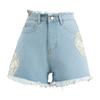 Summer New Denim Shorts New Chinese Style National Style High Waist Women's Personalized Embroidered National Trend A-line Hot Pants