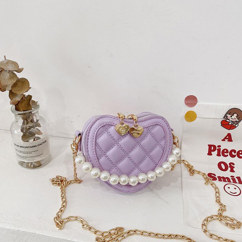 Adorable Heart-shaped Mini Crossbody Bag For Kids With Stylish Pearl Handle In Various Colors