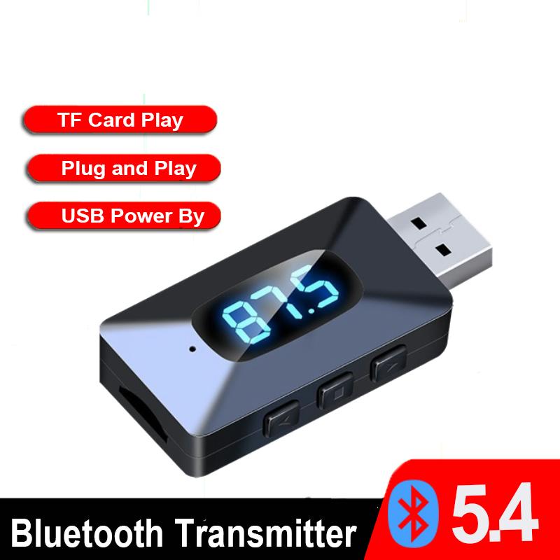 

Bluetooth 5.4 аудио приемник 3.5 мм AUX FM передатчик TF карта воспроизведения музыки комплект громкой связи беспроводной для автомобильного радио MP3 динамик чёрный