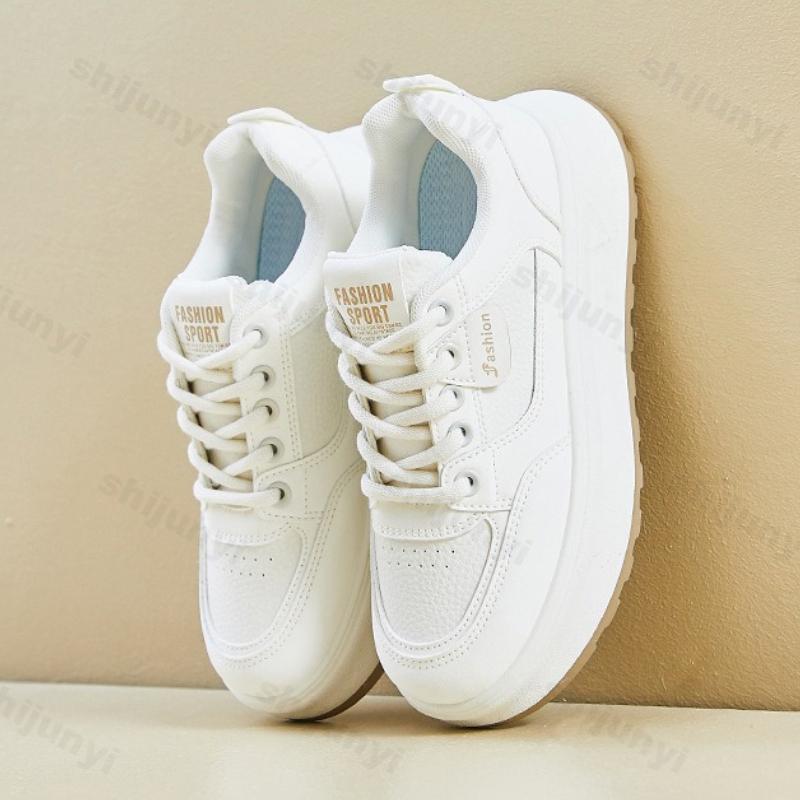 Women's White Sneakers Spring Autumn New Height Increase Non Slip Comfort Running Shoes Fashion Cross Tied Outdoor Casual Shoes