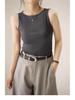 Sommer Mode Damen Ein Schulter Rippstrick Ärmelloses Top