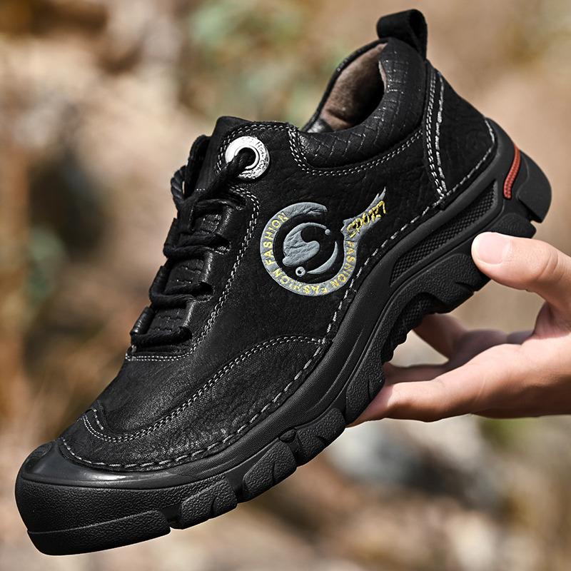 Autumn Winter Men's Trekking Sneakers Comfortable Leather Hiking Shoes For Men Climbing Shoes Outdoor Non-slip Walking Shoes Men