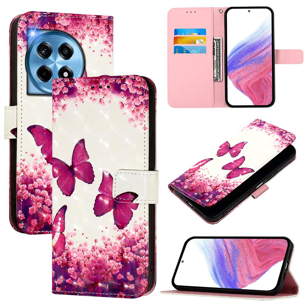 For OnePlus 12 5G Leather Case Pattern Printing Wallet Stand Mobile Cover with Strap