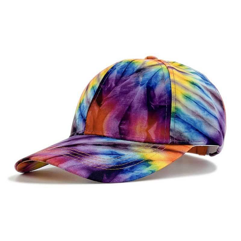 Dye Tie Print Baseball Cap Hip Hop Color Block Graffiti Visor Hat Protection Sun