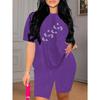 Women's fashionable summer butterfly print T-shirt shorts suit