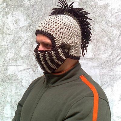 Spring New Color-blocked Pullover Hat, Hand-knitted Woolen Hat, Mask, Integrated Warm Mask