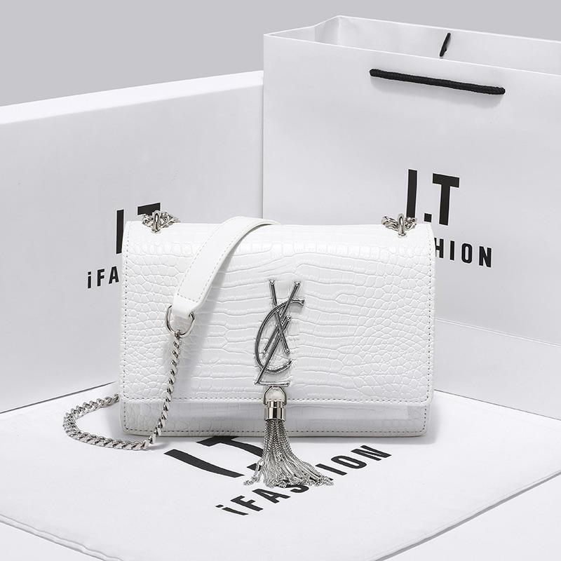 Poplar Forest Leather High-end Bag New Shoulder Chain Fringed Small Square Bag Versatile Messenger Women's Bag