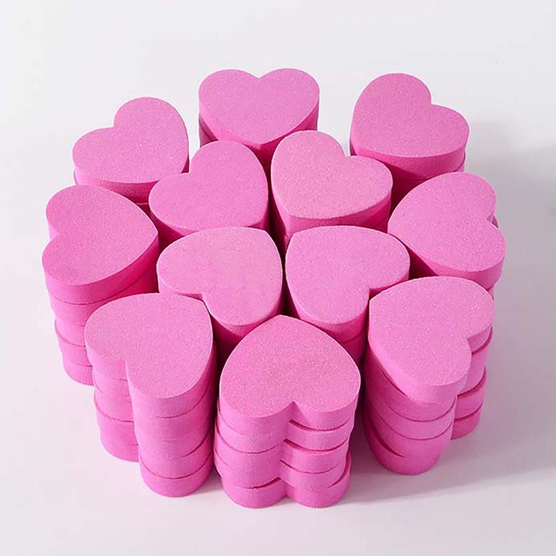 20/50Pcs Heart Shape Sponge Nail File Double Side Buffer Buffing Sanding Nail Pedicure Tool Gel Polish Manicure Nail Accessories