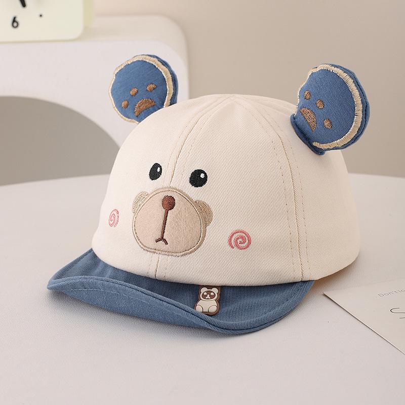 Entzückende Frühlings-Baseballkappe für Babys im koreanischen Stil, Unisex, mit Bärenmotiv und weichem Schirm zum Sonnenschutz