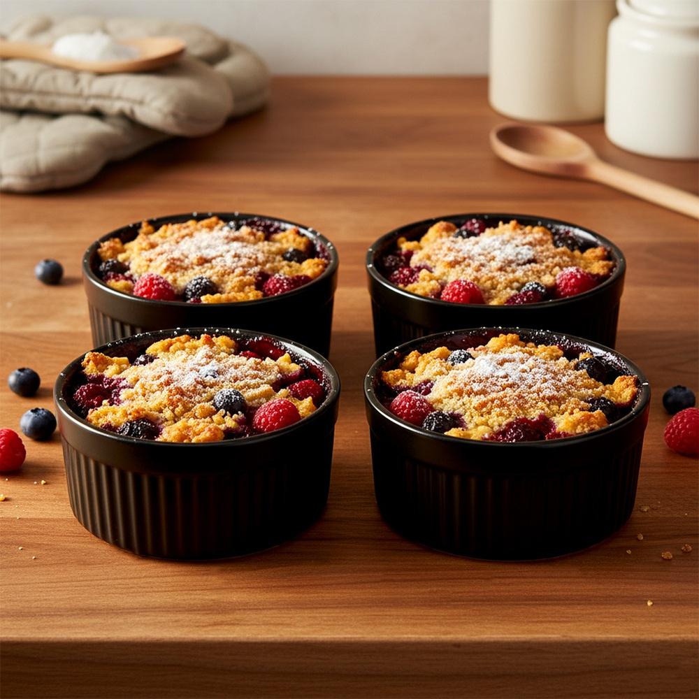 Black Porcelain Baking Bowls 260 Ml 4 Pcs.