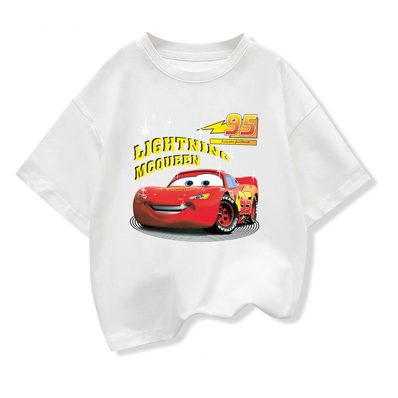 Summer Children s Short-Sleeve T-Shirt Cartoon Cars Pixar Lightning McQueen Print Boys  Clothing 100