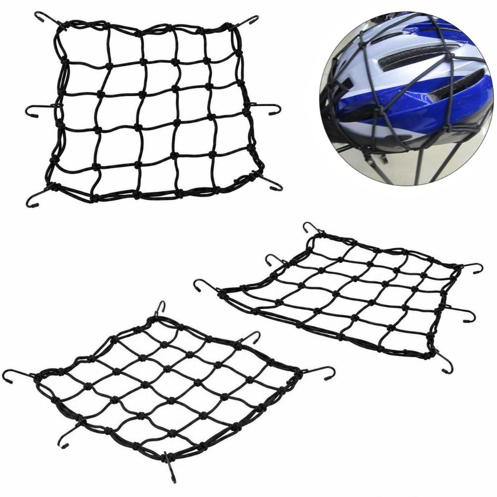 3PCS Elastic Rubber Rope Motorcycle Cargo Net 11.8 X 11.8 Inch Helmet Cargo Net  Gear Carrying