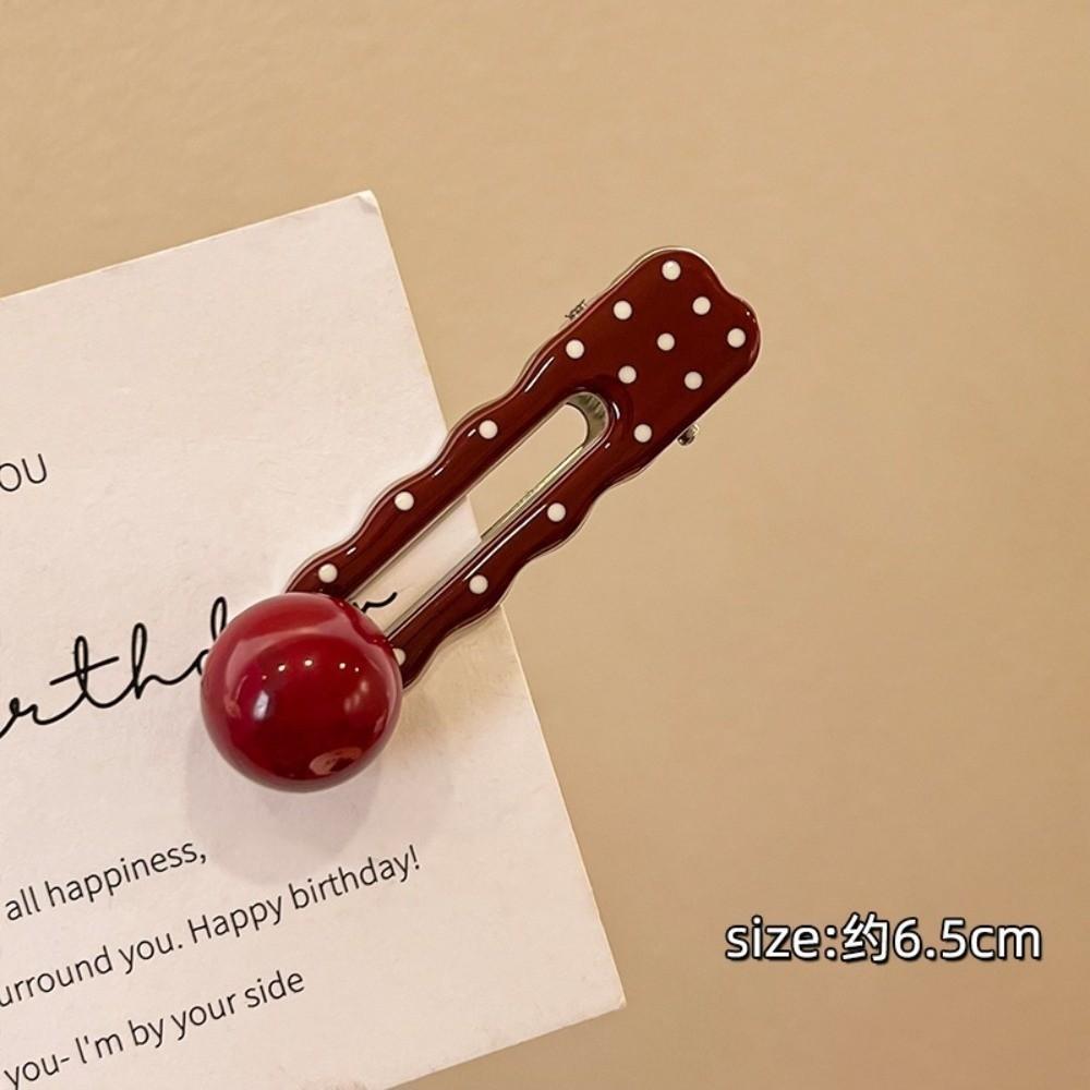 Red Retro Hair Clip Polka Dot Duckbill Hair Clips Sweet Bangs Clip  Hair Styling Accessories
