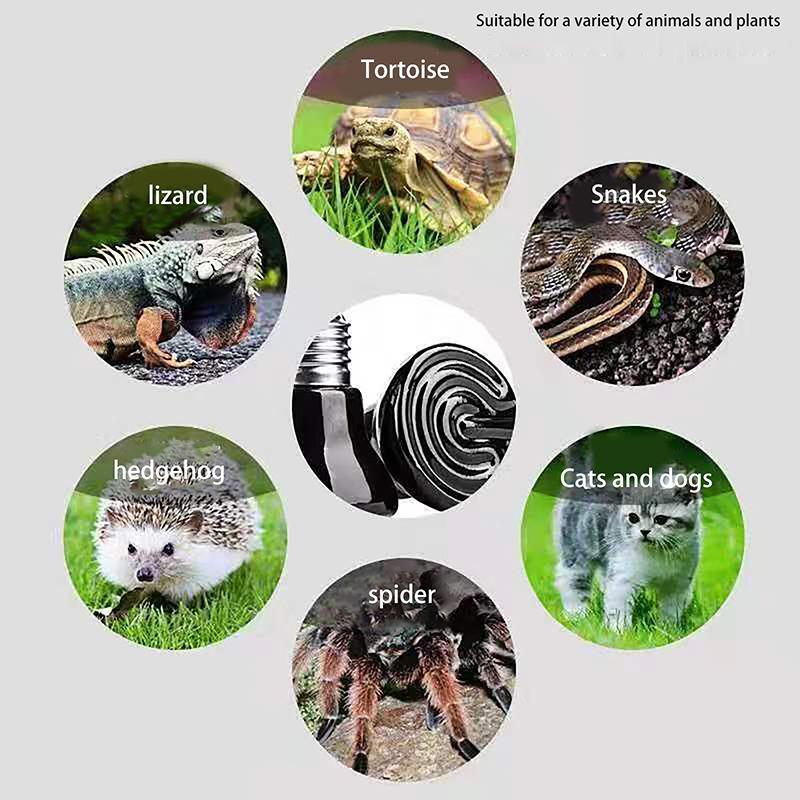 1 buc 220-240V Lampă de încălzire cu infraroșu îndepărtat Ceramică neagră E27 Bec încălzitor pentru animale de companie Incubator Pui Broască țestoasă Șopârlă Reptilă Lumină 20-80W