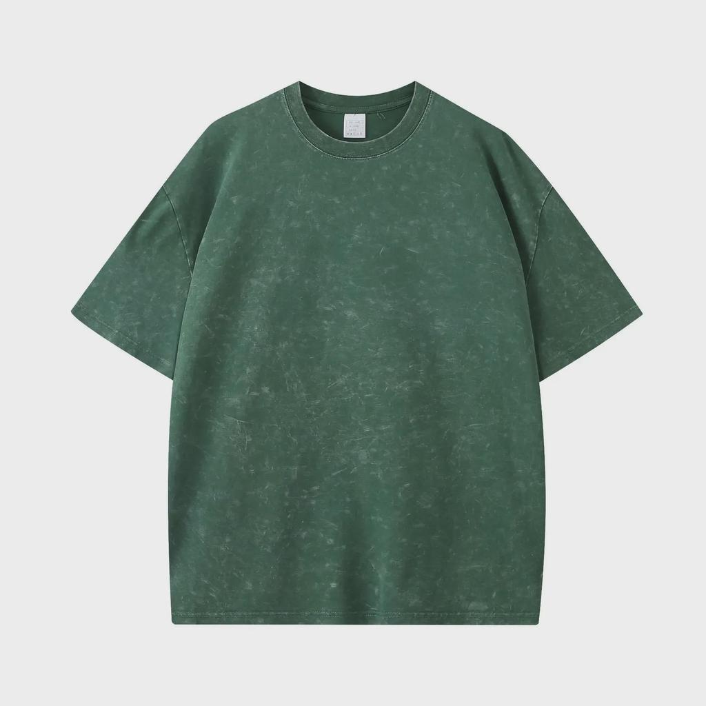 Men's Trendy 260g American Retro Washed Distressed Batik T-shirt - Pure Cotton, Snowflake Short Sleeve
