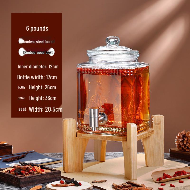 Sealed Sparkling Wine Bottle with Faucet - Household Ginseng Wine Jar & Baijiu Container