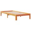 Solid Wood Bed with Shelf without Mattress Wax Brown 75 x 190 cm