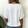 Top da Donna Casual Largo Girocollo Manica Corta Tessuto Misto Cotone Lino Leggero Traspirante Camicia Estiva