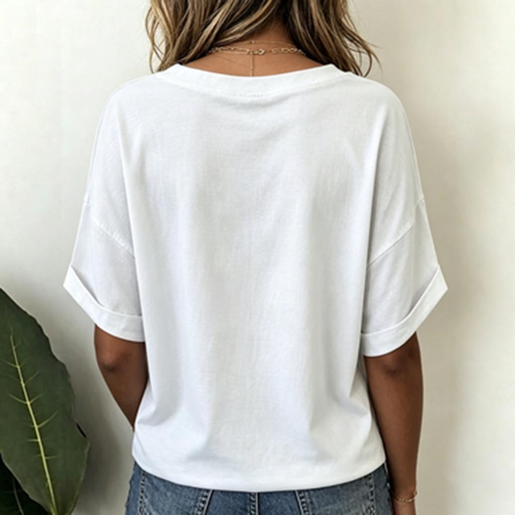 Top da Donna Casual Largo Girocollo Manica Corta Tessuto Misto Cotone Lino Leggero Traspirante Camicia Estiva