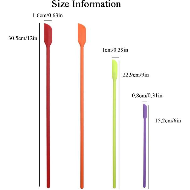 Beauty Spatula 4 PCS Makeup Spatula Mini Silicone for Cosmetics & Kitchen - 3 Sizes