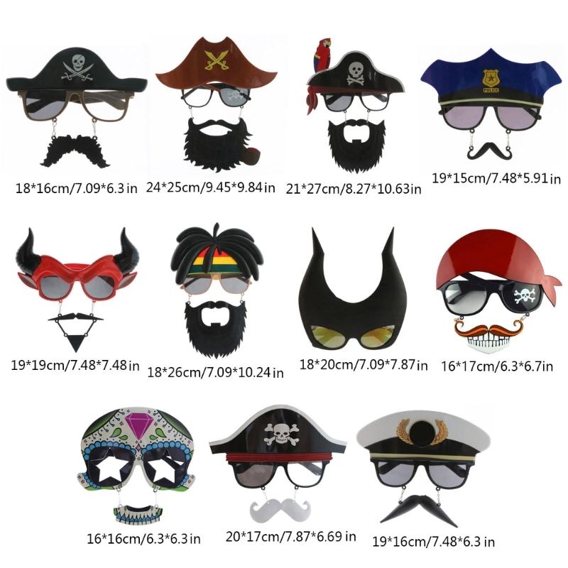 Halloween Glasses Funny Beard Glasses Skull Pirate Navy Cosplay Costume Festival Party Decoration Accessories Unisex
