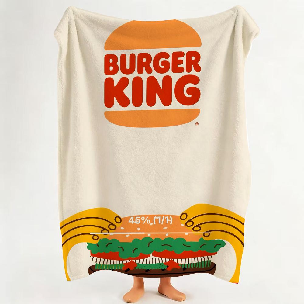 Food B Burger K King Throw Flannel Throw Blanket Suitable for Sofa Living Room Bedroom