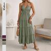 2026 Summer New European and American Cross-border Solid Color Neck Holiday Style Loose Long Dress Fashion Backless Dress