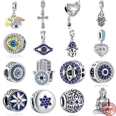 Nieuwe S925 Sterling Zilver Blauw Oog & Griekenland Christus Kruis Boeddha Bedels Kralen Fit Originele Armbanden Bedels DIY Vrouwen Sieraden