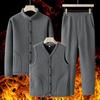 Set Gilet Foderato in Pile Invernale da Uomo - Taglie Forti, Caldo Cardigan per Mezza Età e Anziani