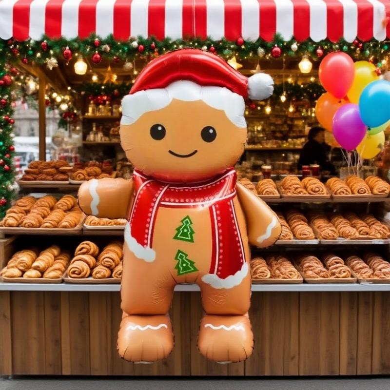 

A super-large base scarf gingerbread man aluminum film balloon, which is very suitable for Christmas festival decoration and birthday party decoration