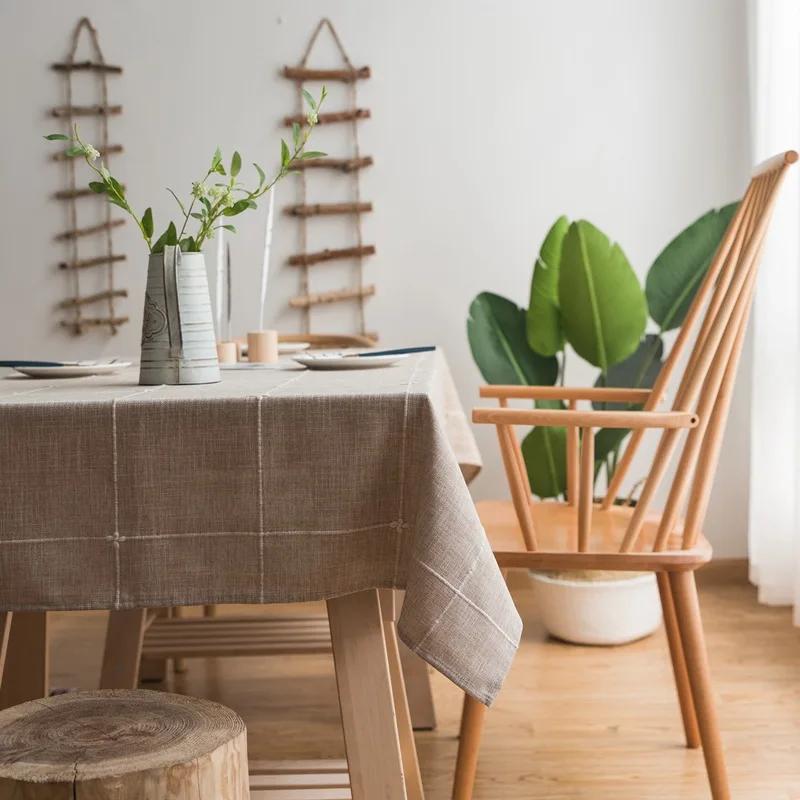 Baumwoll-Leinen-Tischdecke Strapazierfähige bestickte Tischdecken Landhausstil Tischdecke, Weiche und knitterfreie Tischabdeckung mit Quasten