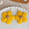 Cute Handmade Woven Sunflower Clip Earrings Raffia Flower Ear Clip for Women Beach Vacation Jewelry Gift Accessories Gifts