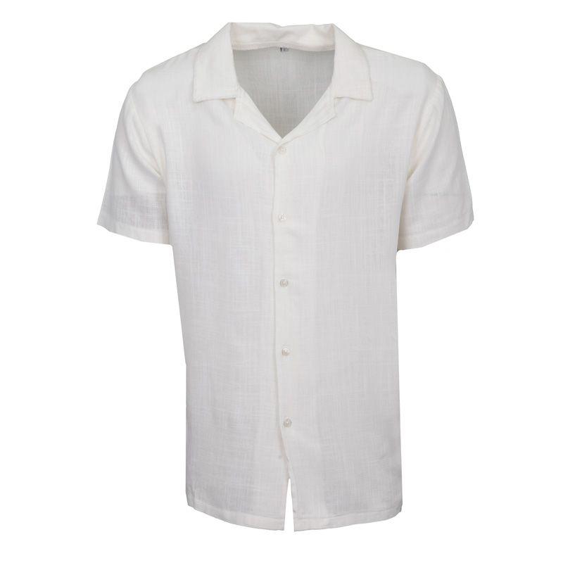 Pánská košile s krátkým rukávem ze směsi lnu PANAME BROTHERS