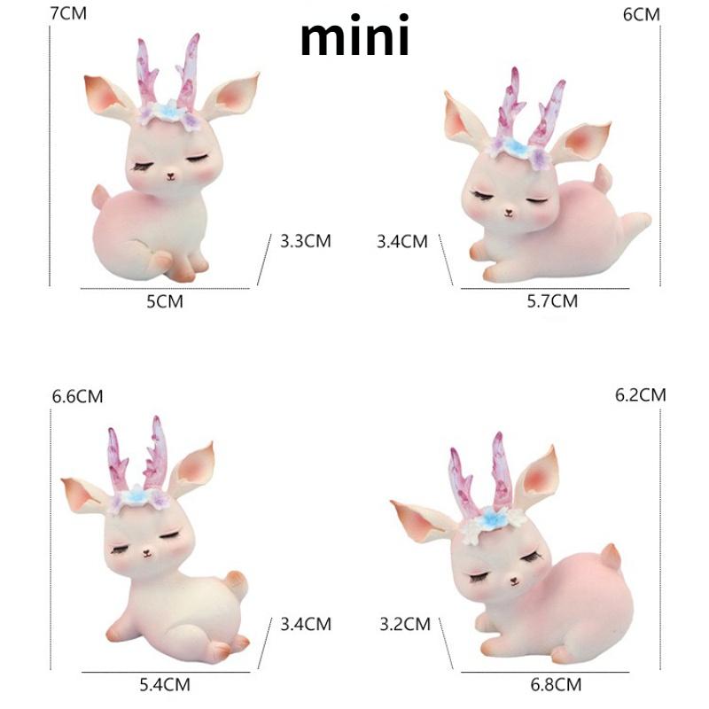 10cm Resin Deer Figurines for Fairy Garden DIY Fawn Sculpture Home Cake Party Decor Office Desk Ornament  Birthday Gift