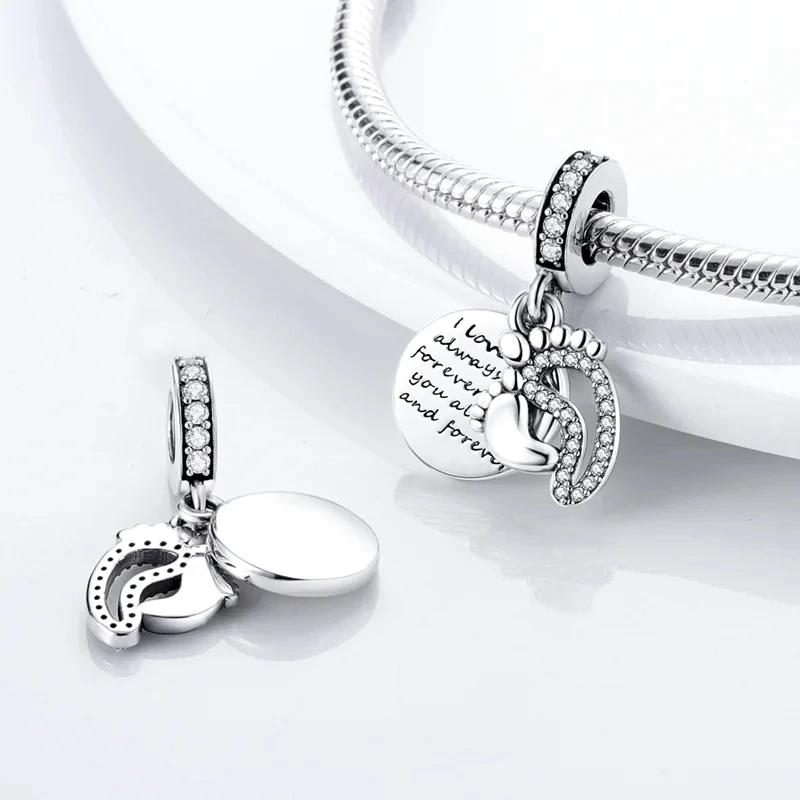 Familien Fußabdruck Perlen Kupfer Original Perlen Passend für Original Charms Armband Perlen Schmuck Geschenke Für Frauen