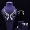 Modischer und umweltfreundlicher Zirkon-Halsketten-Ohrring-Set mit Kupferintarsien, 4-teiliges Bankett-Hochzeits-Accessoire