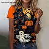 Halloween Women's T-shirt for Girls Short Sleeve Pumpkin Head Clothing  Summer Day of the Dead Skull Pattern Oversized T-shirts