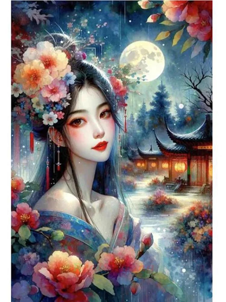 2024 Diamond Painting Set Chinese Ancient Style Beauty Diy Embroidery Mosaic Women's Portrait Cross Embroidery Home Decoration