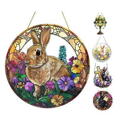 2D Acryl Hasen Ornamente Osterei Design Feiertagsszene Anhänger Weihnachtsbaumschmuck Ostern Heimdeko