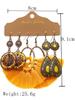 Women Yellow Retro Sun Tassel Drop Ear Drop Earring Set