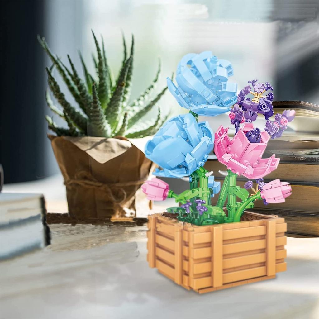 POSO Building Micro Potted Everlasting 3D Assembly Room Everlasting Christmas Gift for Adults Blocks, Blocks, Bonsai, Plant, Houseplant, Flower,
