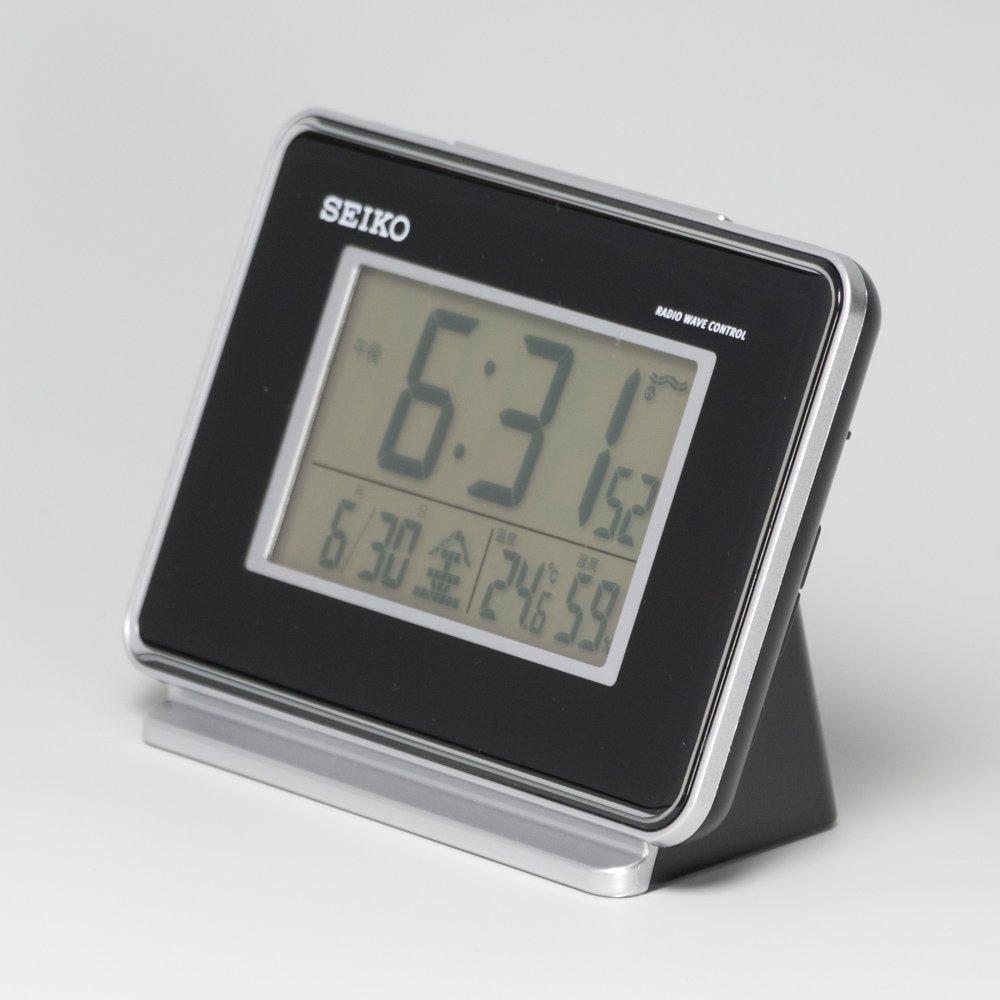 Seiko Clock Alarm Clock Radio Digital 2 Channel Alarm Calendar Temperature Humidity Display Black SQ767K SEIKO