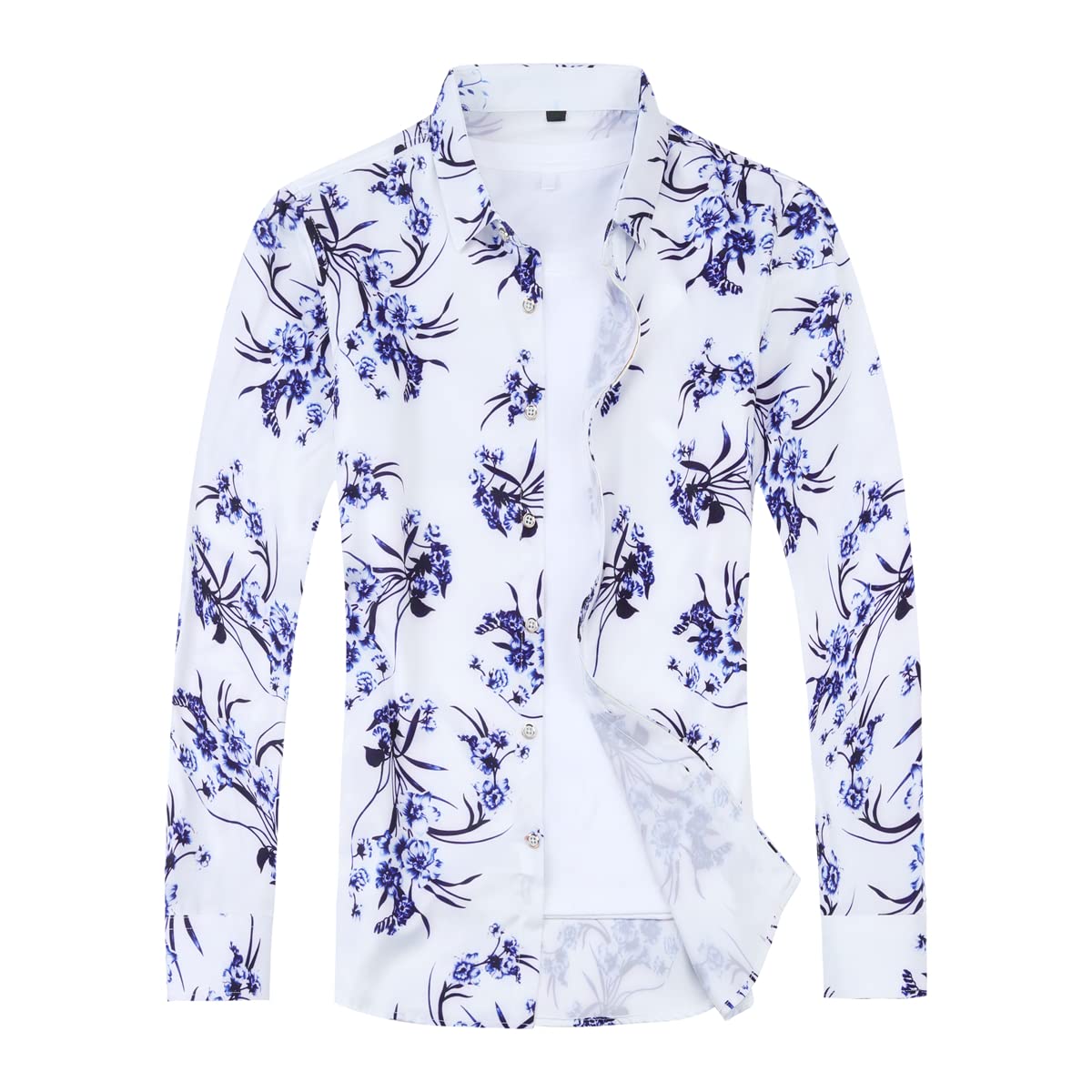 

CEEN Long Sleeve Aloha Plus Japanese Spring Floral Print Top Men s Shirt, Casual, All-Over Print, Sizes, Stylish, Pattern, Button-Down Shirt, Stylish,