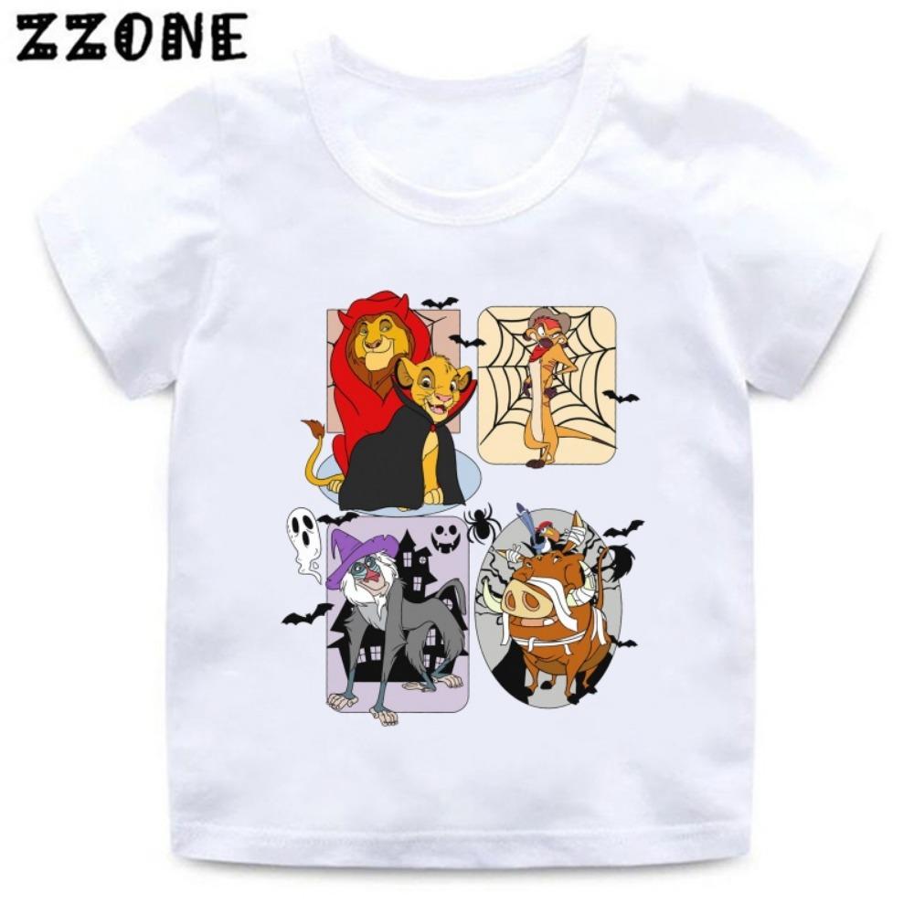 The Lion King Simba Halloween Print Cartoon Kids T-Shirts Cute Girls Clothes Baby Boys Short Sleeve Summer Children Tops