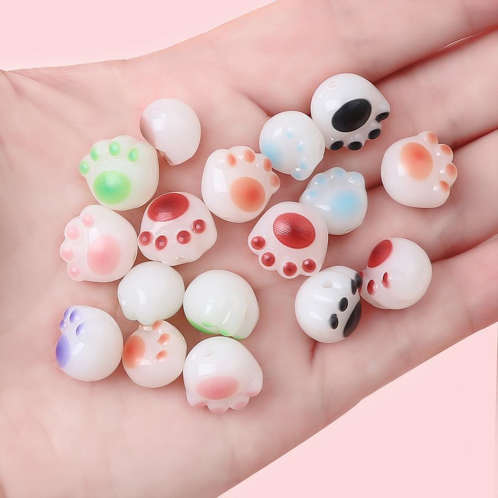 Handmade Beads Acrylic Charcoal Baked Cute Kitten Claws Diy Bracelet Necklace Jewelry Accessories Cell Phone Chain Beading Materials Loose Beads