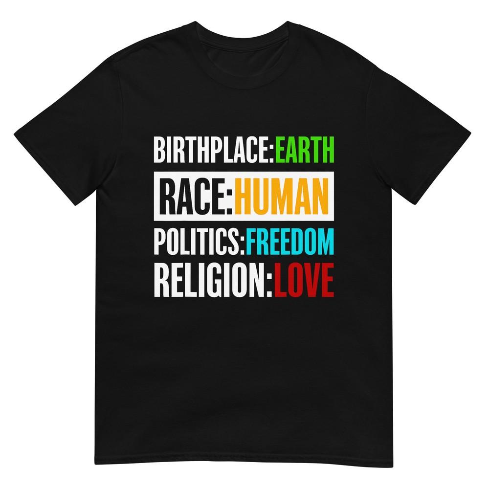 Место рождения Земля Раса Человек Политика Свобода Любовь Футболка Футболка S